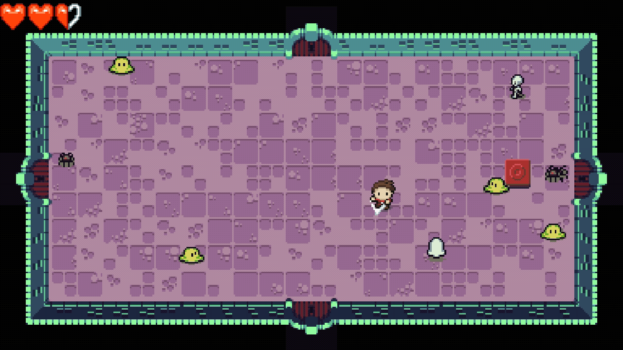 Gif of enemy spawning heart and it increases the player's health